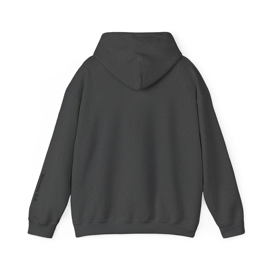 his agony, my death's defeat, Romans 5:8 Sleeve Hoodie