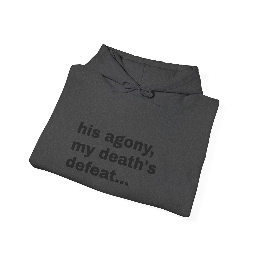 his agony, my death's defeat, Romans 5:8 Sleeve Hoodie