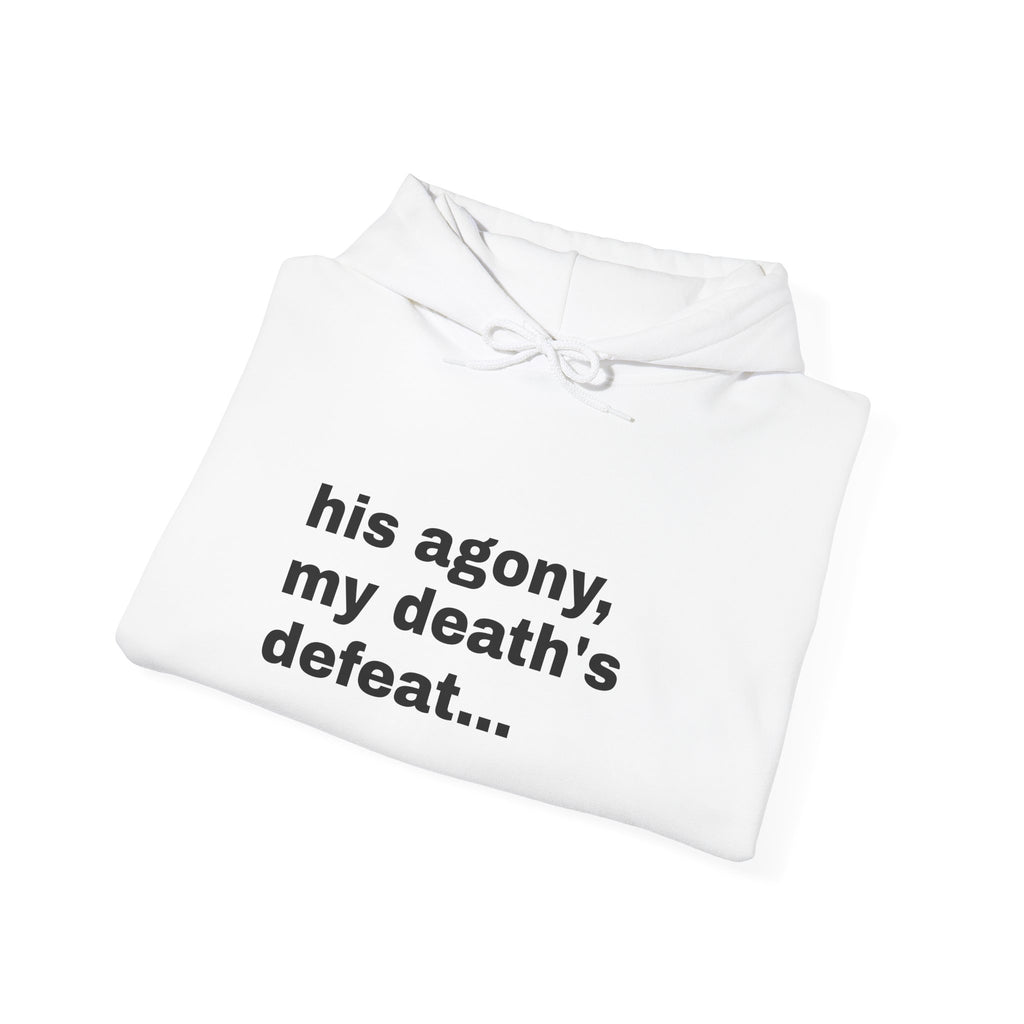 his agony, my death's defeat, Romans 5:8 Sleeve Hoodie