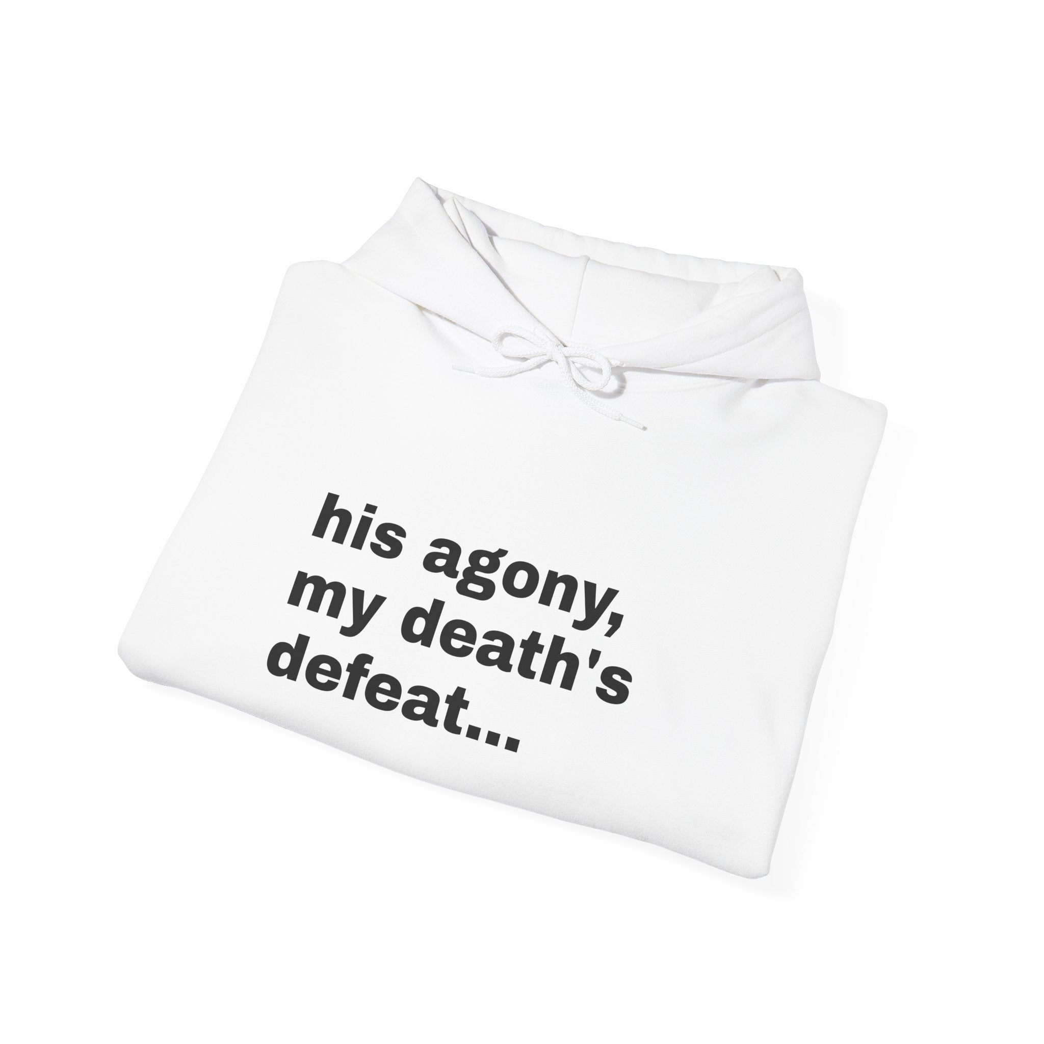 his agony, my death's defeat, Romans 5:8 Sleeve Hoodie