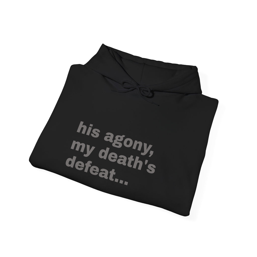 his agony, my death's defeat, Romans 5:8 Sleeve Hoodie