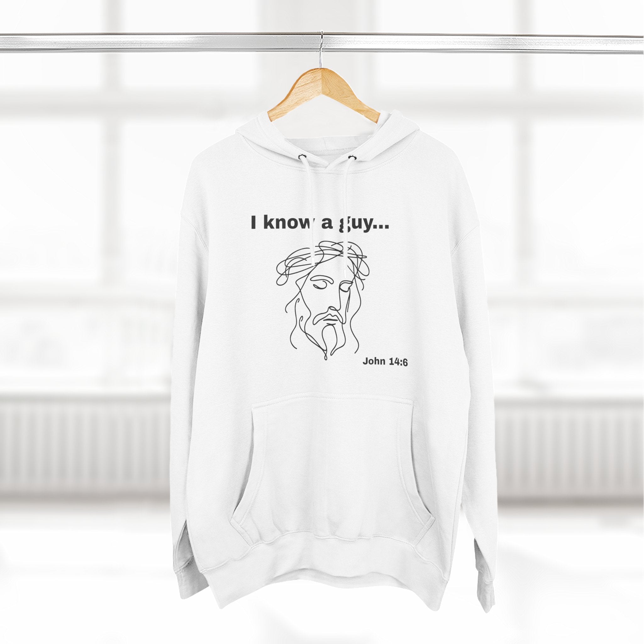 I know a guy... John 14:6, Three-Panel Fleece Hoodie