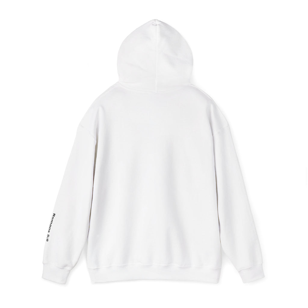 his agony, my death's defeat, Romans 5:8 Sleeve Hoodie
