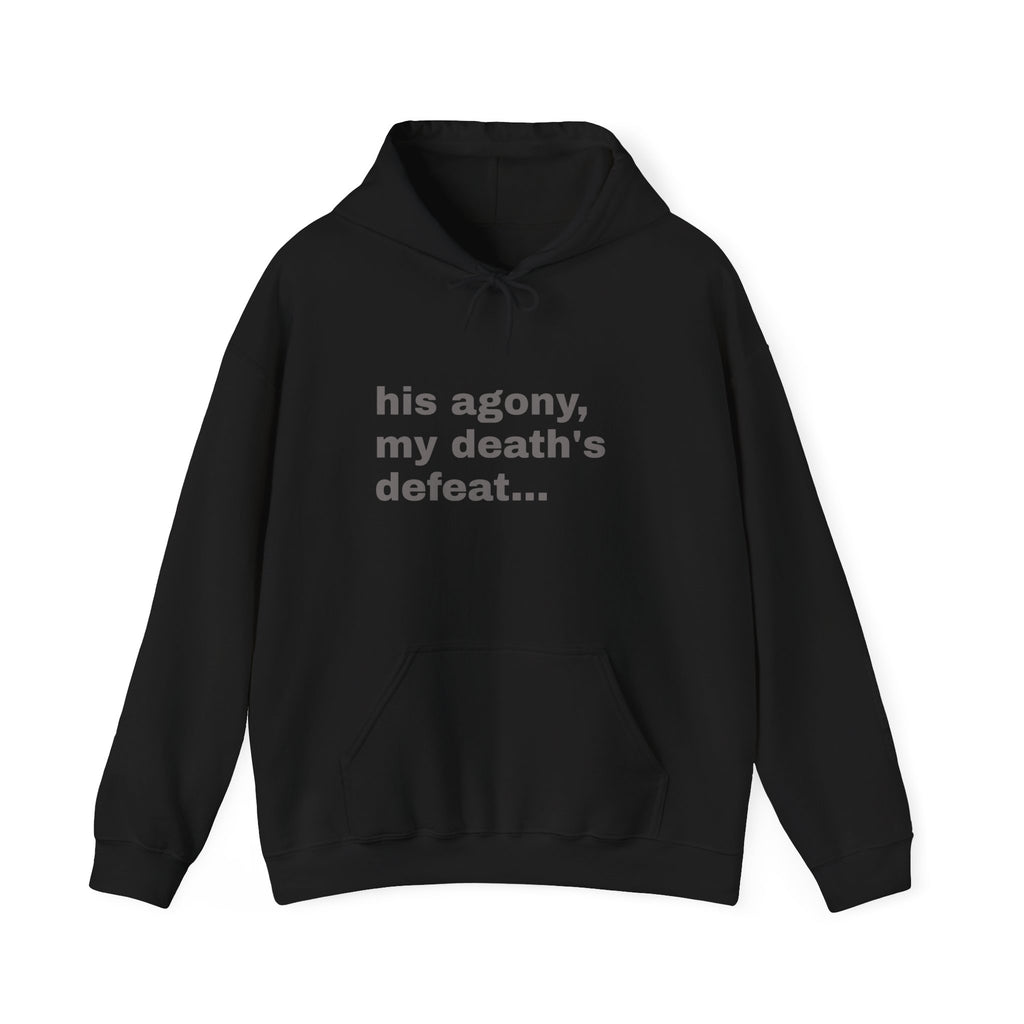 his agony, my death's defeat, Romans 5:8 Sleeve Hoodie